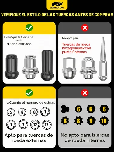 Vista 3 de MIKKUPPA Juego de 8 piezas de llaves para tuercas estriadas, kit de herramientas de extracción de tuercas de bloqueo SAE y métricas para fácil