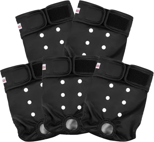 Vista 2 de Pañales lavables y reutilizables para perritos (5 unidades) para perritos, pequeños, medianos y grandes, para cachorros y perritos, bragas