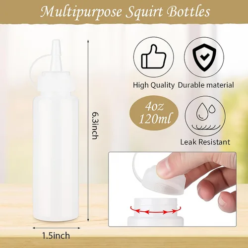 Vista 2 de 24 botellas de plástico para condimentos a prueba de fugas para salsa, 4 onzas