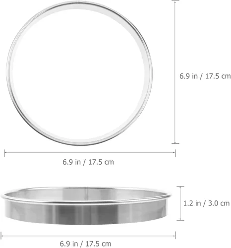 Vista 3 de BESTonZON Anillo de cocina para salsa de pizza de 6.88 pulgadas, herramienta para hornear de acero inoxidable con borde profundo para untar salsa