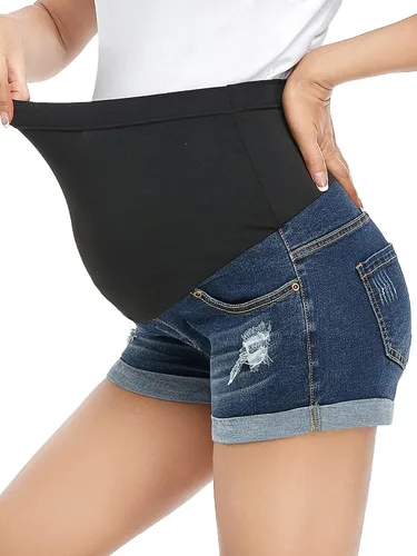Vista 3 de POSHGLAM Womens Maternity Shorts Over Belly Workout Running Casual Summer Pregnancy Shorts
