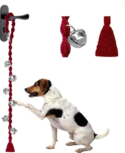 Vista 10 de Campanas de perro para salir al aire libre, campanas de entrenamiento para ir al baño, hechas a mano, ajustables Hecho a mano con hilo de alta