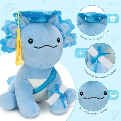 Vista 6 de Tezituor Juguete de peluche de ajolote de graduación 2026, bonito animal de peluche de graduación de 8 pulgadas, regalo para niños y niñas