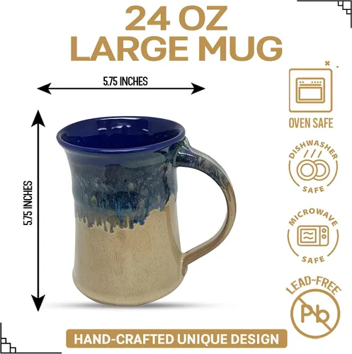 Vista 2 de Clay in Motion Taza grande (Cobalt Canyon)