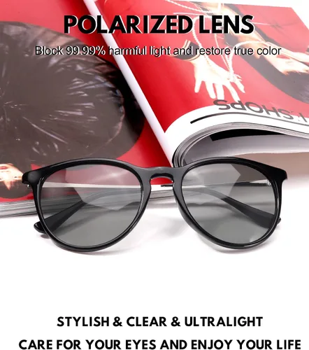 Vista 6 de TJUTR Gafas de sol fotocrómicas de gran tamaño para mujer con lente polarizada para exteriores, protección UV que reducen la fatiga al conducir