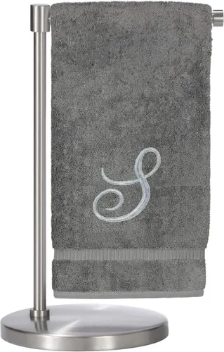 Vista 80 de Script R - Toalla de baño con monograma, regalo personalizado, 27 x 54 pulgadas, juego de 1 toalla bordada con texto dorado, 100% algodón turco Navy