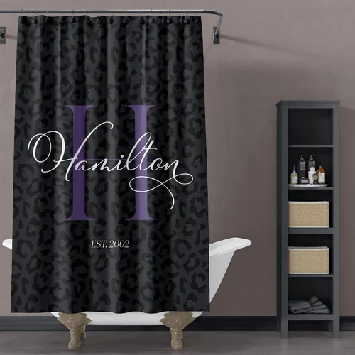 Vista 5 de ArtBroz - Cortina de ducha personalizada con monograma, 71 x 74 pulgadas, cortinas de baño de tela impermeable con iniciales con monograma