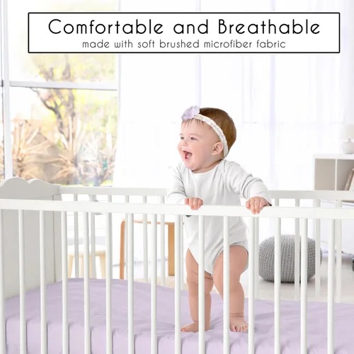 Vista 2 de Sweet Jojo Designs Sábanas ajustables para cuna de bebé (morado sólido) para niñas, guardería infantil, habitación de niños pequeños