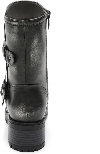 Vista 10 de GLOBALWIN Botas militares con cordones a media pantorrilla, para motocicleta, para festivales de moda, para mujer