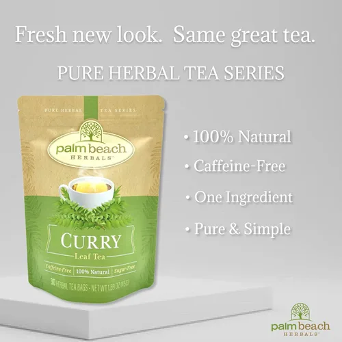Vista 3 de Té de hoja de curry - Serie de té de hierbas puro de Palm Beach Herbals (30 unidades) [El embalaje puede variar]