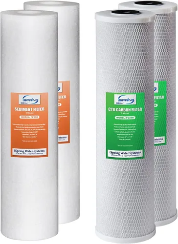 Vista 25 de iSpring F2WGB22B Juego de repuesto de filtro de agua de 2 etapas de 4.5 x 20 pulgadas para toda la casa con cartuchos de bloque de sedimentos