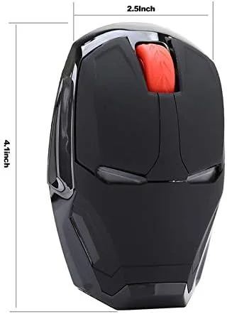 Vista 2 de Ratón inalámbrico Iron Man Mouse 2.4G Ratón óptico para computadora portátil de escritorio PC Mac (negro)