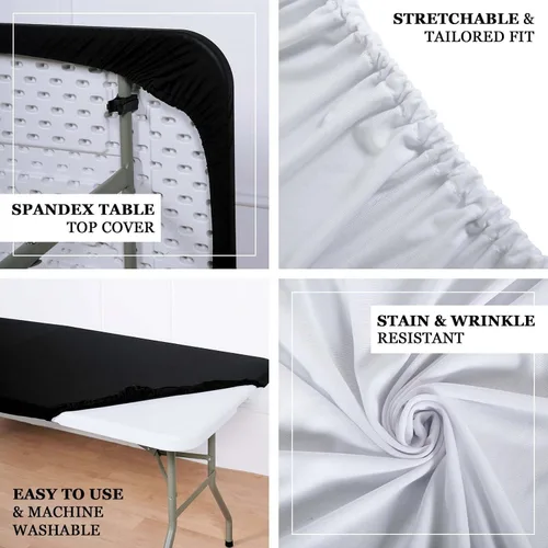 Vista 3 de Efavormart - Mantel para banquetes de elastano elástico de 4 pies, color negro