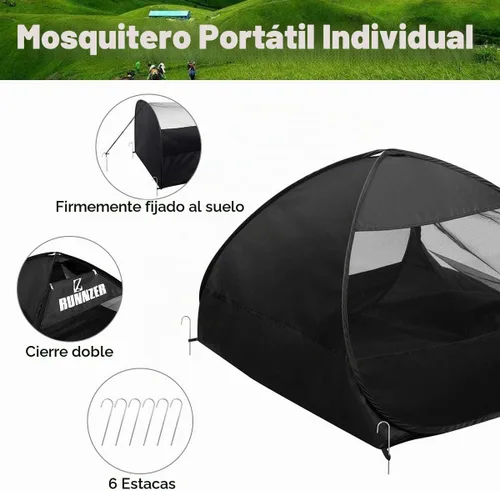 Vista 3 de L RUNNZER Single Person Pop Up Tent, 1 Person Mosquito Net Tent