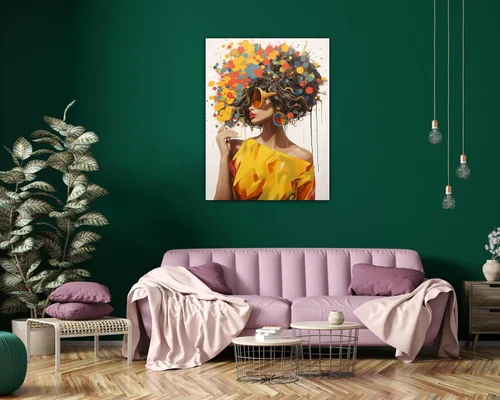 Vista 214 de Arte de pared afroamericano, decoración de rey y reina bailarín negro para sala de estar, arte de pareja de amor negro para dormitorio, lienzo