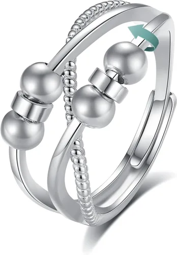 Vista 16 de Vito 925 Sterling Silver Fidget Anxiety Open Ring for Women Men