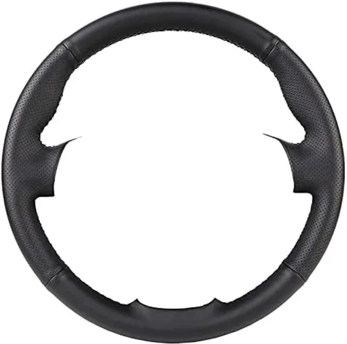 Vista 2 de Black Leather Car Steering Wheel Cover,for Kia K3 K2 Rio Ceed Cee'd Cerato,Hand-Stitched Car Steering Wheel Cover