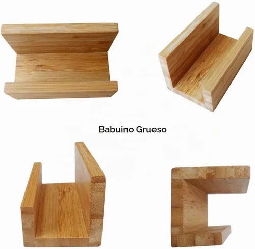 Vista 5 de Paquete de 1 soporte de madera de bambú para tarjetas de visita de escritorio para escritorio, soporte de exhibición de tarjetas de visita