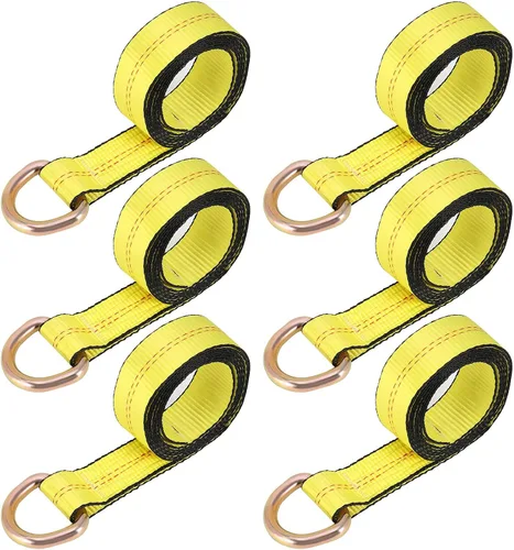 Vista 7 de JOIKIT Paquete de 4 Correas de Remolque Tipo Lazo de 2 Pulgadas x 8.2 Pies con Anillo en D Amarre Automático para Elevador de Ruedas, Grúa Amarillo
