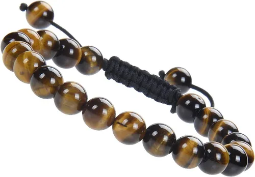 Vista 35 de MASSIVE BEADS - Pulseras ajustables unisex de cuentas de cristal de piedras preciosas con poder curativo natural, de macramé Piedras de 7 chakras