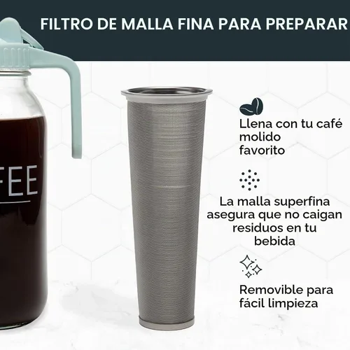 Vista 5 de Primula Mason Jar - Cafetera helada con filtro de acero inoxidable y tapa fácil de verter, jarra de vidrio duradera que se adapta a la mayoría