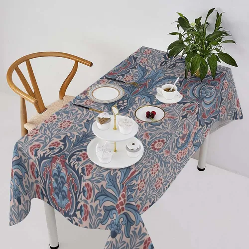 Vista 182 de Mantel Floral Retro de Pájaros, Diseño Original Bohemio William Morris Estampado Cubierta de Mesa para Hogar Picnic Fiesta Comedor Cocina William