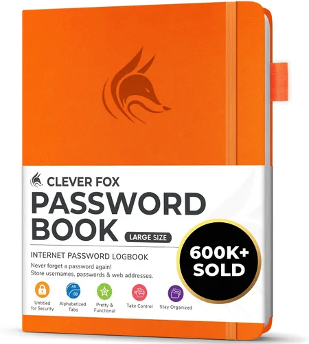 Vista 43 de Clever Fox Libro de contraseñas con pestañas alfabéticas, 4"x5.5" Keeper