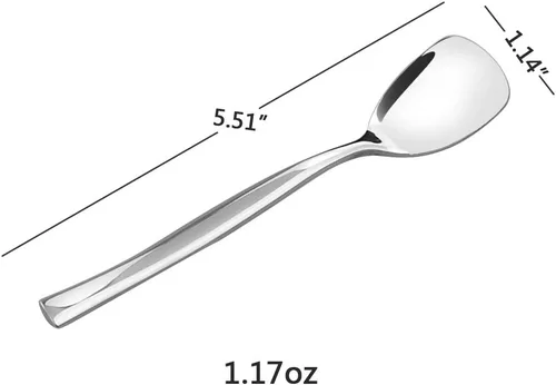 Vista 2 de Idomy Juego de 12 cucharas de helado de postre de acero inoxidable, 5.51 pulgadas