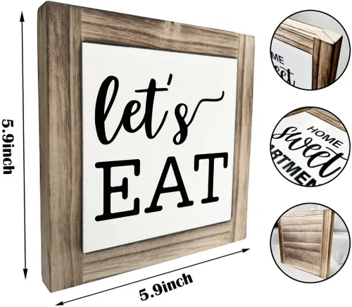 Vista 3 de Letreros de madera inspiradores, letrero de comer, decoración de cocina, caja de placas de madera, decoración de escritorio, placa de madera