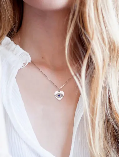 Vista 5 de INFUSEU Collares de plata de ley contra el mal de ojo para mujeres y niñas, regalos únicos de amuleto de protección