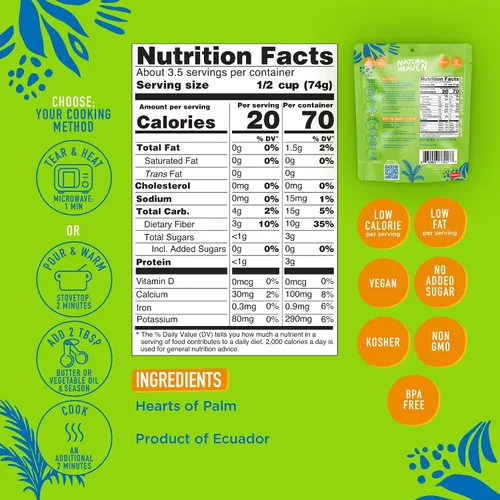 Vista 3 de Natural Heaven Corazones de arroz integral Sin gluten 0.14 oz de carbohidratos Alta fibra Keto Paleo Vegano - envasado al vacío