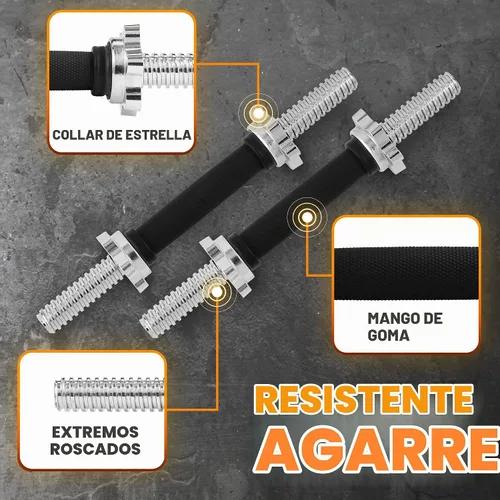 Vista 3 de Yes4All Threaded Dumbbell Handles, Adjustable Dumbbell Bar Pair, 14/16/18/24-Inch Sizes, Fits 1" or 1.15" Plates, Non-Slip Grip, Secure Star-Lock