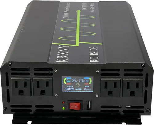 Vista 2 de Inversor de corriente 2000W 12V DC a 120V AC 60HZ onda sinusoidal pura con puerto USB pantalla LCD para RV/hogar solar