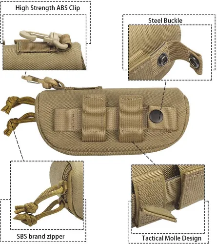 Vista 5 de Funda táctica de las gafas de sol Molle, caja de gafas de sol con cremallera