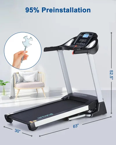 Vista 4 de Auto Incline BORGUSI Treadmill, Heavy Duty Treadmill for Home, Wide Belt