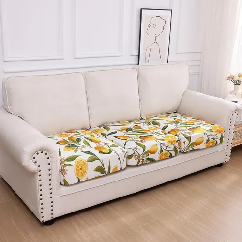 Vista 103 de hyha Fundas de cojín de sofá estampadas, fundas de sofá florales lavables para sofás con 2 cojines, fundas de cojín de patrón elástico para muebles