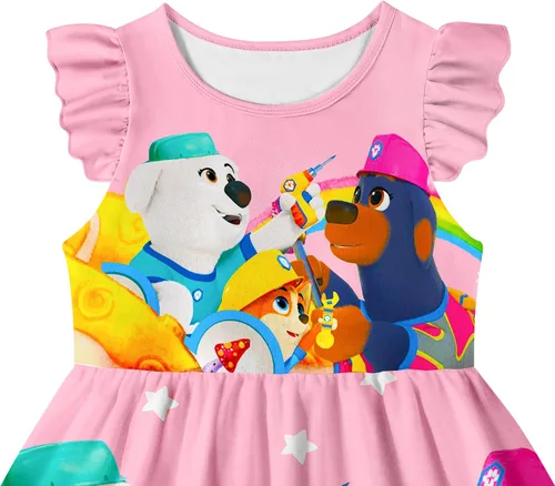 Vista 3 de DYNLAB Lindo conjunto de camisa de perro para niñas, camiseta de manga corta, disfraz para niños