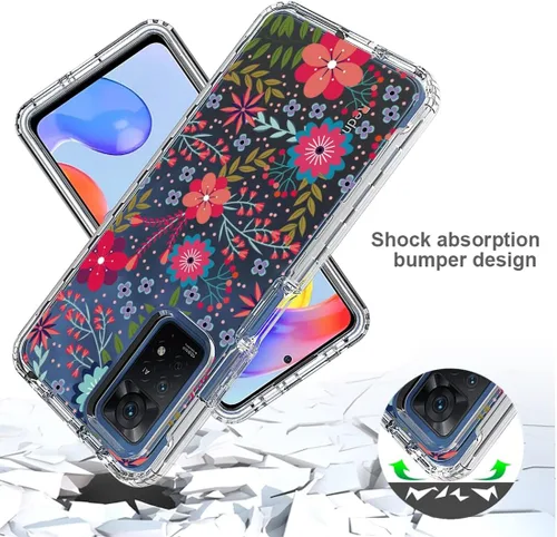 Vista 7 de Funda para Redmi Note 11 Pro/Redmi Note 11E Pro con protector de pantalla de vidrio templado, cubierta protectora de TPU transparente de cuerpo