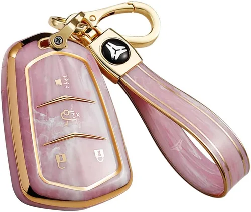 Vista 10 de ontto Compatible con Cadillac Key Fob Cover Marble Pattern Key Skin Durable Key Holder Azul