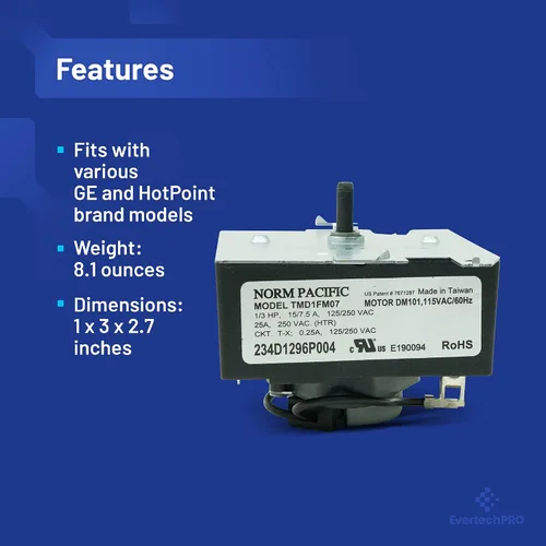 Vista 4 de Temporizador OEM WE4M532 para secador GE WE04X25280 WE4M362 WE04M0532, 234D2377P005, 234D1296P004, TMD1FM07