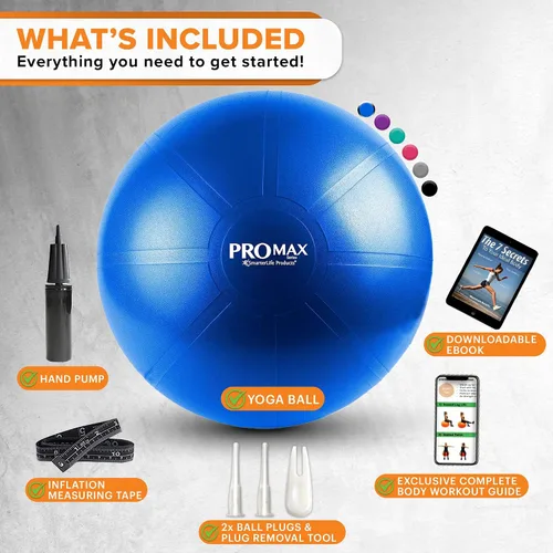 Vista 7 de SmarterLife PRO MAX - Pelota de entrenamiento para fitness, yoga, equilibrio, estabilidad o parto para embarazo y parto, ideal como silla de pelota