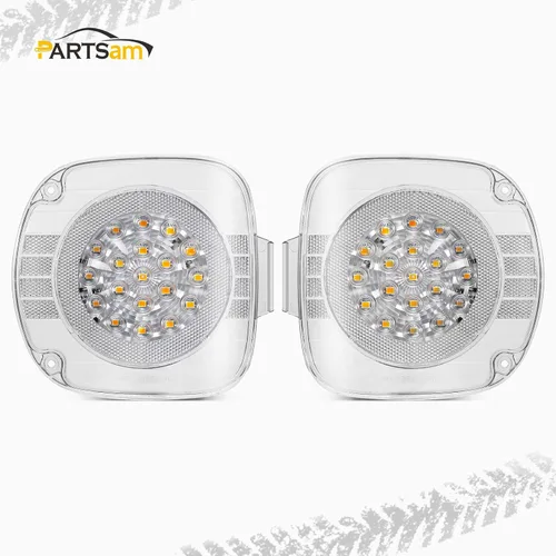 Vista 2 de Partsam Par de 19 luces LED ámbar de señal de giro delanteras, lámparas de esquina con lente transparente de repuesto para Freightliner Century