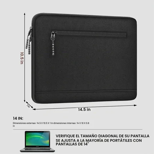 Vista 3 de Funda para laptop de 14 pulgadas, a prueba de golpes, funda protectora para computadora con bolsillo frontal, resistente al agua, duradera, bolsa