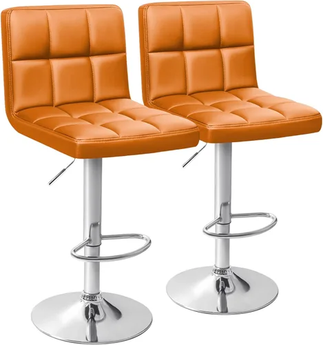 Vista 13 de Homall - Taburetes de bar de cuero sintético, con altura ajustable, giratorios, hidráulicos sin brazos, taburete de bar y cocina cuadrado de altura
