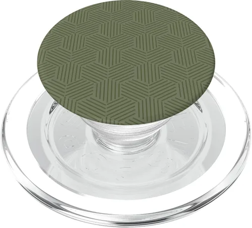 Vista 8 de Abstracto geométrico verde oliva, líneas verdes militares, PopSockets intercambiables PopGrip