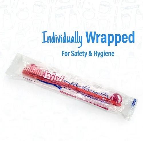 Vista 5 de MEGA Pack - Cepillos de dientes desechables para niños con pasta Paquete de cepillos de dientes prepegados y envueltos individualmente Perfecto