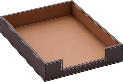 Vista 10 de Bandeja de cartas de cuero, organizador de escritorio elegante THIPOTEN para suministros de oficina, correo, papel, archivo, revista, organización