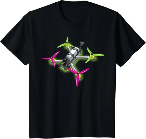 Vista 46 de Freestyle FPV Racing Drone Pilot Acro Quadcopter - Camiseta de sandía, Negro, S