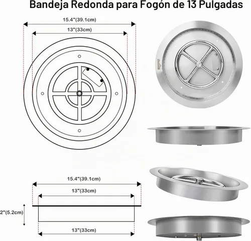 Vista 2 de Stanbroil Sartén para quemador de hoguera de 13 pulgadas, inserto redondo Quemador redondo de bandeja desplegable