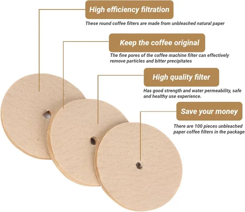 Vista 3 de 100 filtros redondos para cafetera, papeles de filtro de café, filtro de repuesto universal para cafetera vietnamita, para cocina del hogar, papeles